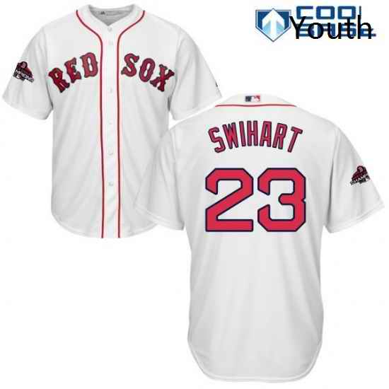 Youth Majestic Boston Red Sox 23 Blake Swihart Authentic White Home Cool Base 2018 World Series Champions MLB Jersey